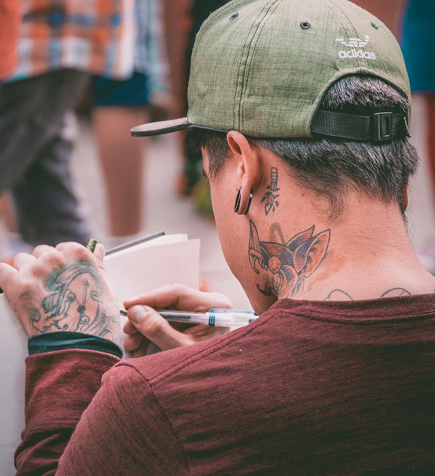 Tattoo Artist Sketching Tattoo Artist Sketching